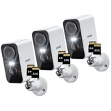 ieGeek Überwachungskamera 3MP Überwachungskamera Außen/InnenAkku (Aussen, Außen/Innen, Außenbereich, drinnen, 2K Kamera Überwachung Kabellos WLAN Aussen IP Kamera Outdoor, 3-tlg., mit PIR Bewegungsmelder 2-Wege-Audio Farbige Nachtsicht Wasserdicht, Cloud/Memory Card Storage Alex 2,4 GHz)