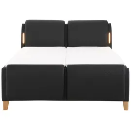Home Affaire Boxspringbett HOME AFFAIRE "Messina2", schwarz, B:186cm L:240cm, Holzwerkstoff, Kunstleder, Massivholz, Komplettbetten, Boxspringbett, Liegekomfort elektrisch Verstellbar