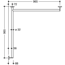Hewi System 900 Duschhandlauf Edelstahl matt 965 x 965 mm rechts