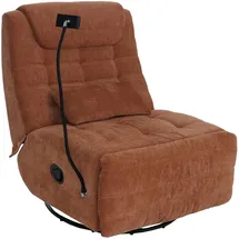 Mendler Relaxsessel HWC-P92 Chenille 82 x 96 x 82 cm Orange mit Liegeposition
