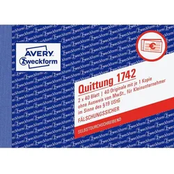 AVERY Zweckform Quittung für Kleinunternehmer (ohne MwSt.) Formularbuch 1742