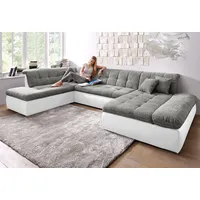 DOMO collection Wohnlandschaft »Moric«, U-Form auch in Cord«, im XXL-Format, wahlweise mit Bettfunktion und Armlehnenverstellung, inklusive loser Zierkissen, frei im Raum stellbar