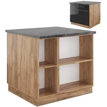 Vicco Kochinsel Fame-Line 90 x 82 x 60 cm Anthrazit Hochglanz