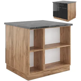 Vicco Kochinsel Fame-Line 90 x 82 x 60 cm Anthrazit Hochglanz