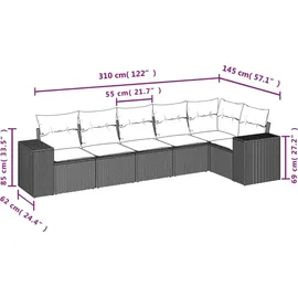 vidaXL Garten-Lounge-Set 6-tlg. braun