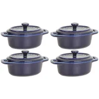 Staub Keramik Mini Cocotte Oval Dunkelblau 11 cm Ceramic 0,2 L