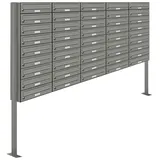 AL Briefkastensysteme 45 Fächer Premium Stand Briefkasten Anlage in RAL 9007 Aluminium Grau, Post A4, robust, wetterfest, Artikelnummer: 132P45S5P9007