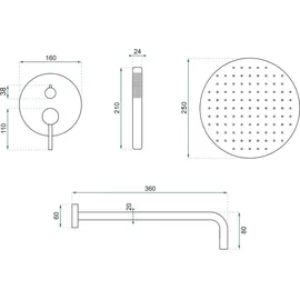 REA Unterputz Duschset Lungo Gold Matt + BOX