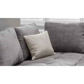 luma-home Ecksofa Schlafsofa Eckcouch Polsterecke L-Sofa m. Ottomane links, Cord Grau / 17202 - Grau