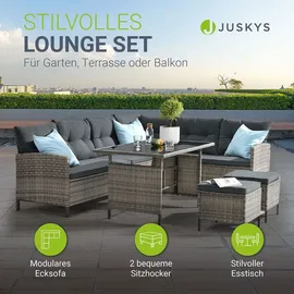 Juskys Manacor Polyrattan Lounge-Set grau meliert