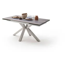 Esstisch MCA FURNITURE "Nagano", braun (holzoptik barrique, edelstahl gebürstet, holzoptik barrique), B:160cm H:76cm T:90cm, Keramik-Sicherheitsglas-Metall Gestell, Tische, Esstisch Glas-Keramik mit Stirnauszug