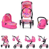 Moni Kombi-Puppenwagen Venera 3 in 1 Babywanne, Sportsitz, Babyschale, Tasche rosa