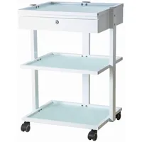BEAUTEK Beistellwagen 1 D SF weiß - Stilvoller Organizer für Kosmetikstudios, mit abschließbarer Schublade, Glasablagen & Rollen, 55x44x80cm