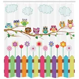 ABAKUHAUS Duschvorhang Eulen 175 x 180 cm bunt