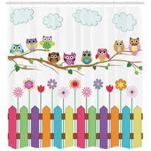 ABAKUHAUS Duschvorhang Eulen 175 x 180 cm bunt