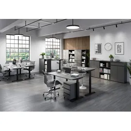 Germania Schreibtisch GERMANIA "Lemont", grau (graphit, schwarz, graphit), B:120cm H:72cm T:80cm, Tische, Schreibtisch, Elektrisch höhenverstellbarer Schreibtisch