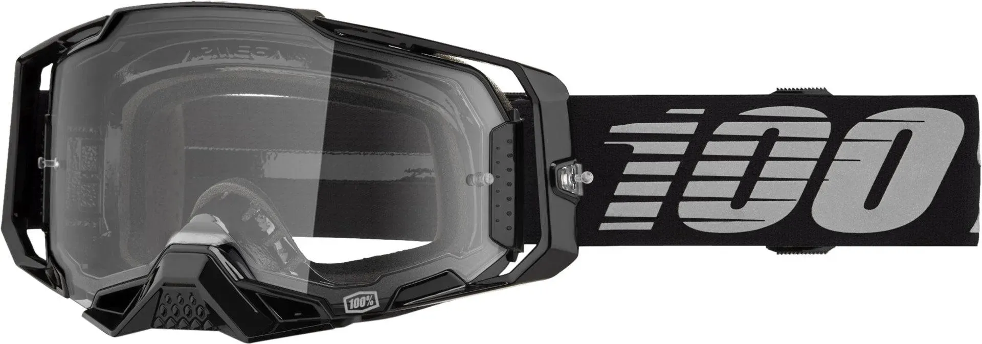 100% Armega Motocrossbrille Black - Clear Lens