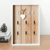 WIYETY SchlüSselbrett SchlüSselhaken Schlüsselbrett Holz: Schlüsselkasten Vintage mit 6 Haken, Wand Schlüsselkasten, Schlüsselhalter aus Holz für Wohnzimmer, Schlafzimmer, 20 x 3 x 30 cm, Holzfarbe