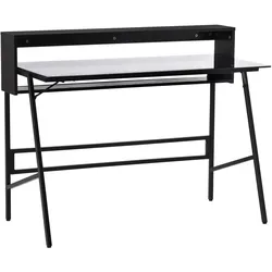 HOMCOM Schreibtisch Stahl, Spanplatte, gehärtetes Glas