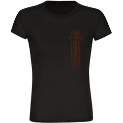 multifanshop Damen T-Shirt - St. Pauli - Streifen - Druck braun - Frauen