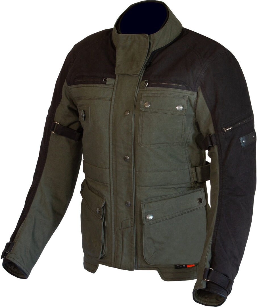 Merlin Mahala D3O Explorer Dames motorfiets textiel jas, zwart-groen, M Voorvrouw