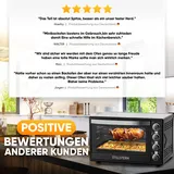 STILLSTERN Minibackofen mit Umluft (60L) NEU: CYCLONE PRO+ (Antihaftbeschichtung), DE Version, Airfryer-Einsatz, Rezeptheft, Drehspieß, 2200W Toaster Grill Pizzaofen Mini Backofen auch für Camping
