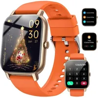 Smartwatch für Damen Herren, 1,85 Zoll Touchscreen mit Anrufe, IP68 Wasserdicht Fitnessuhr mit Herzfrequenzmonitor Schlafmonitor fur Android IOS
