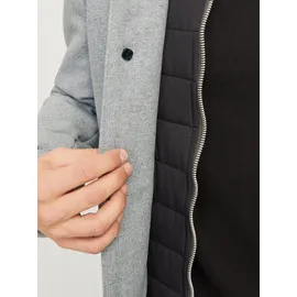 JACK & JONES "JJEHARRISON WOOL JACKET SN", Herren, Gr. XS, grau (light grau melange), Web, Obermaterial: 55% Polyester, 40% Wolle, 5% sonstige Fasern, meliert, normal Po-bedeckend, Rippbündchen mit Gummizug, Jacken, Materialmix, regular fit