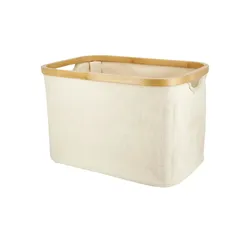 Aufbewahrungsbox , beige , Bambus, Polyester, Polyester, Bambus, Metall, Metall, Bambus , Maße (cm): B: 38 H: 27 T: 25