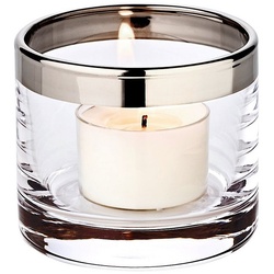 EDZARD Windlicht Molly, Laterne aus Kristallglas mit Platinrand, Kerzenhalter für Stumpenherzen, Höhe 6 cm, Ø 7 cm
