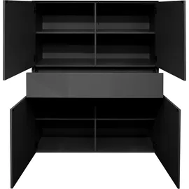 Mäusbacher Imola Highboard Holzwerkstoff 121x145x42 cm, - Anthrazit matt lack/Glas anthrazit glanz),