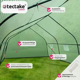 Tectake Foliengewächshaus Kunststoff Grün 18 m2