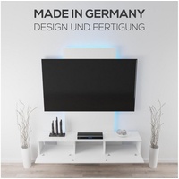 TroniTechnik TroniTechnik® TV Lowboard Möbel Schrank Unterschrank Weiß Hochglanz VELAN, mit LED, gegen Kabelsalat, Melamin