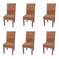 Mendler 6er-Set Esszimmerstuhl Korbstuhl M45 Stuhl Bananengeflecht ~ hell,