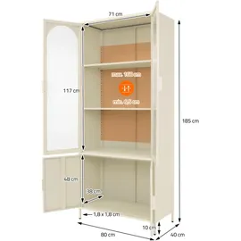 ML-Design Vitrinenschrank 80 x 185 x 40 cm Creme