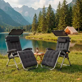 Tectake Sonnenliege 2er Set 200 x 65 x 30 cm Schwarz