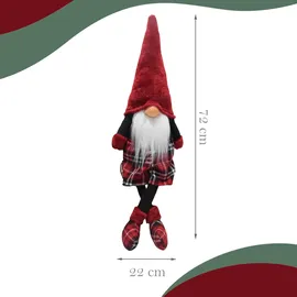 Lemodo Wichtel 2er Set, Weihnachtswichtel als Kantenhocker, Gnome mit karierten Schuhen