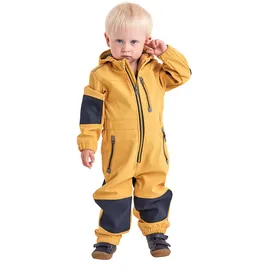 KILLTEC first instinct by killtec Jungen Fiow 35 Mns Onpc Softshell Overall mit Kapuze, dark sun, 74-80 EU