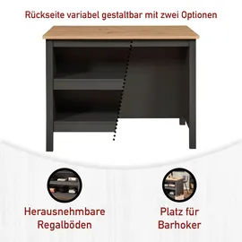 Interlink Kücheninsel Piazza Nero 124 x 75 x 91,5 cm Grau