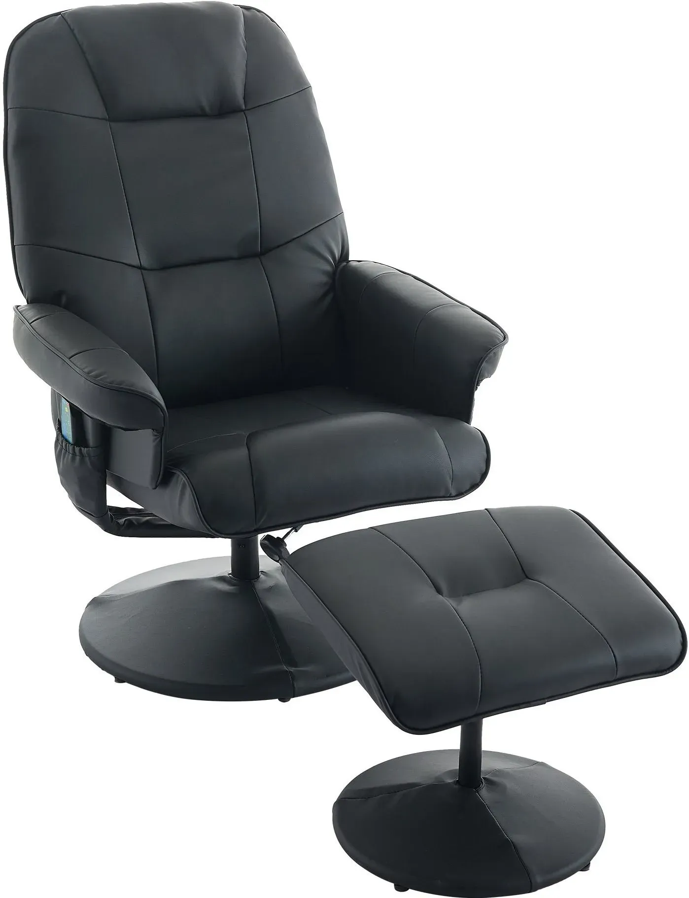 Relaxsessel mit Hocker Massagesessel PU Stoff Heizung Liegefunktion 360° Drehung Schwarz 75x795x107 cm Relax Fernsehsessel   Aosom.de