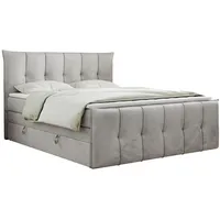 MKS Meble MKS Boxspringbett Hellgrau Textil, 2-Sitzer, H3, Rechteckig,
