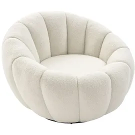 vente-unique Drehsessel muschelförmig Bouclé-Stoff 0 x 0 x 0 cm Weiß