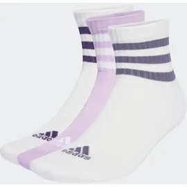 adidas 3-Stripes Cushioned Sportswear Mid-Cut Socken 3er Pack Weiß/Lila 13-14,5