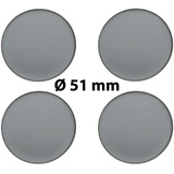 4 x Ø 51 mm Polymere Aufkleber / Metall-Optik / Nabenkappen, Felgendeckel