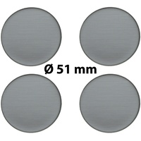 4 x Ø 51 mm Polymere Aufkleber / Metall-Optik / Nabenkappen, Felgendeckel