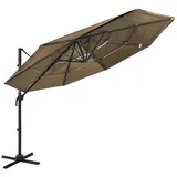 furnicato Sonnenschirm mit Aluminium-Mast 4-lagig Taupe 3x3 m