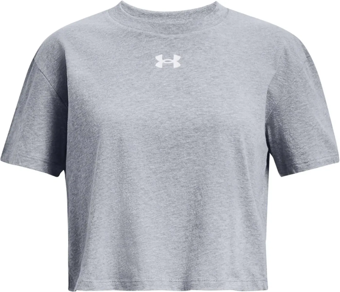 UNDER ARMOUR UA CROP SPORTSTYLE LOGO SS STEEL LIGHT HEATHER XS