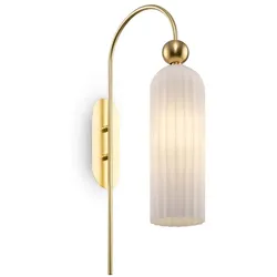 Wandleuchte Wandlampe Flurleuchte Schlafzimmerlampe Gold Metall Glas Weiss