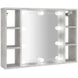 vidaXL Spiegelschrank mit LED Betongrau 76x15x55 cm