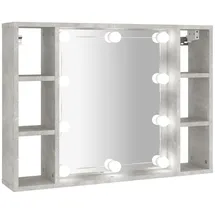 vidaXL Spiegelschrank mit LED Betongrau 76x15x55 cm